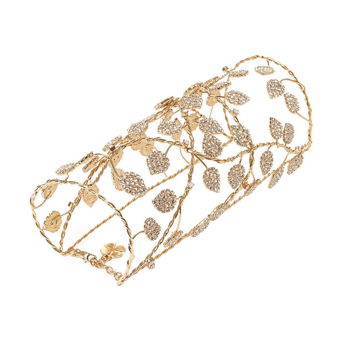 vittorio ceccoli jewelry design big sculpture bracelet with leaves jewel gold and crystal leaves