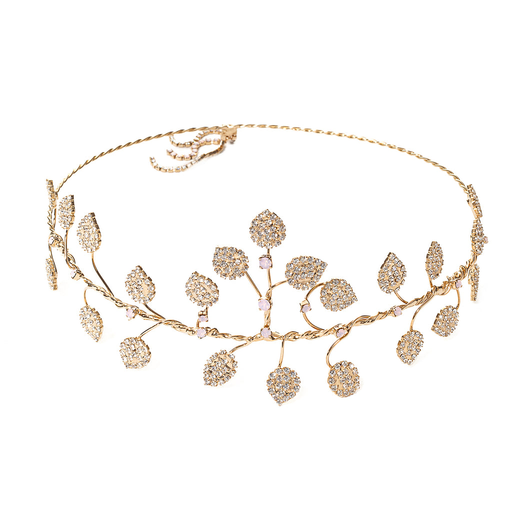vittorio ceccoli jewelry design leaves diadema jewel light gold black
