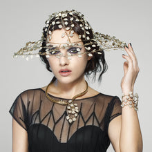 vittorio ceccoli jewelry design leaves wide brim hat jewel gold black