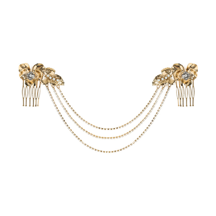 vittorio ceccoli jewelry design pansy hair accessory with combs jewel gold