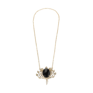 vittorio ceccoli jewelry design long necklace with blackstone and spike jewel gold antique silver