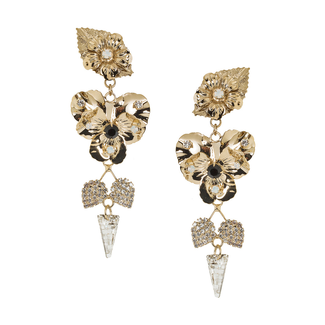 vittorio ceccoli jewelry design earring with pansy leaves and spike jewel gold antique silver