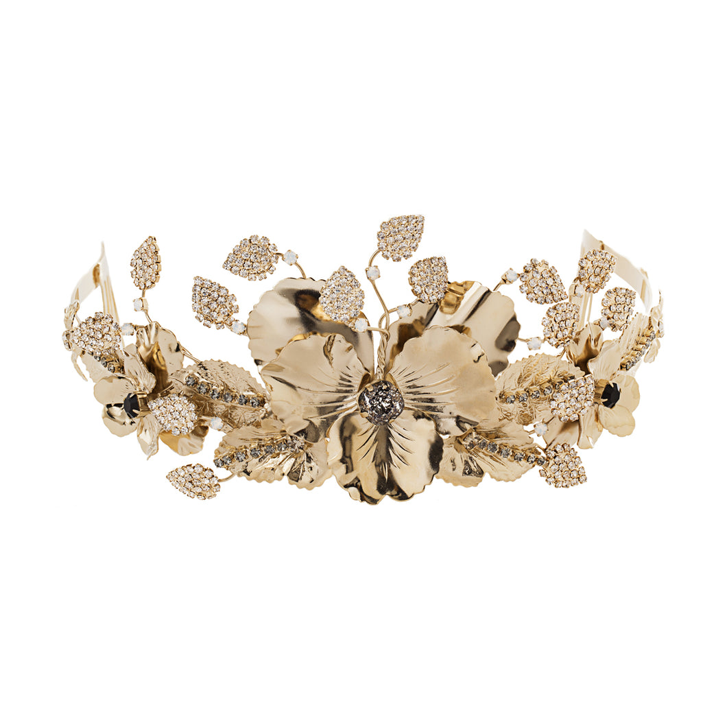 vittorio ceccoli jewelry design pansy coronet with leaves jewel light gold